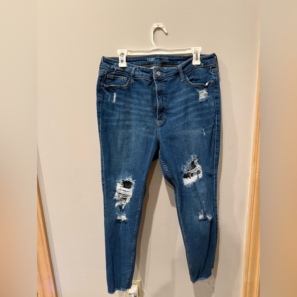 Old Navy Women's Ripped Dark Blue ‘Rockstar’ Jeans